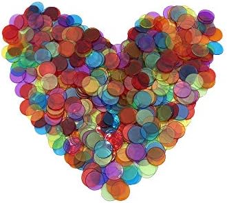 JUNWRROW 500 PCS 3/4 inch Transparent 6 Color Bingo Counting Chips with Bag - Image 4