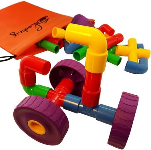 Skoolzy STEM Pipe Tube 29 Pc Building Blocks Set, ADHD & Autism, Kids by Skoolzy