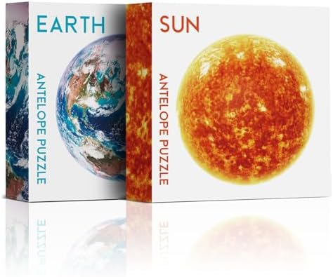 Antelope 2 in 1 Round Puzzle Bundle - Earth and Sun Space Jigsaw Puzzle - 1000 Piece Planet Puzzle by ANTELOPE