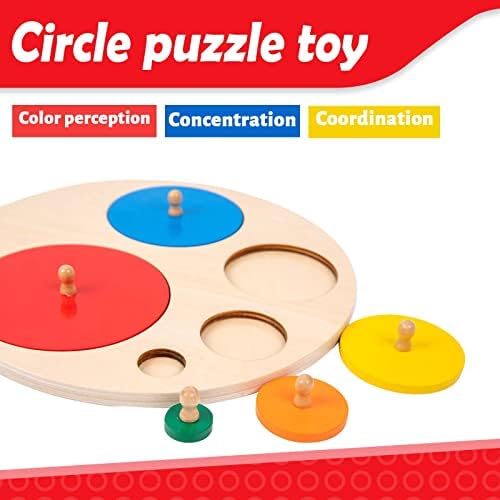 Montessori Toys for 3+ Years Old-Shape Puzzle Board,Wooden Peg Circle Puzzle,Jumbo Knob Puzzles for Baby Games Shape Sorter First Baby Puzzle for Toddler Gift for Boys Girls(Multiple Circle Puzzles) - Image 2
