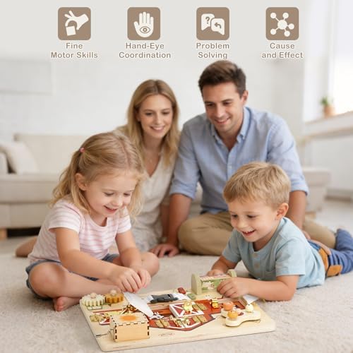 Joyreal Wooden Montessori Busy Board with Music Box for Toddlers - Image 6