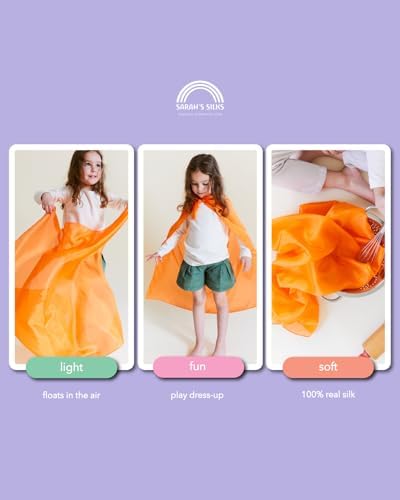 Sarah's Silks Playsilk - 100% Real Silk, Hand Dyed, Bright Colored Play Scarves | Montessori and Waldorf Toys for Dress up, Imaginative, and Pretend Play (35" x 35") - Image 4
