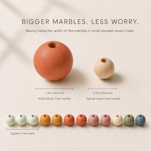 Nolia Wooden Marble Run Music Tree, Montessori Ball Drop Toy for Toddlers and Kids - 3 Glow in the Dark Marbles, 12 Large 1.4 Inch Wooden Balls, 25 Inch Musical Marble Tree, Ages 3+ - Image 3