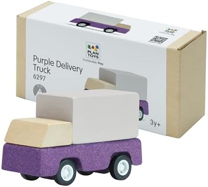PlanToys® Purple Delivery Truck Wooden Montessori Vehicle Kids Indoor Toy by PlanToys