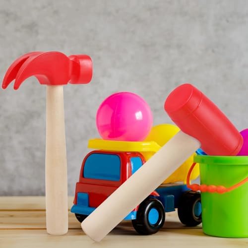 3pcs Wooden Mallet Toy Hammer Simulation Wooden Hammers Small Plastic Toddler Fake Hammer Portable Maintenance Kids Tools Toys Pretend for Boys Girls - Image 5