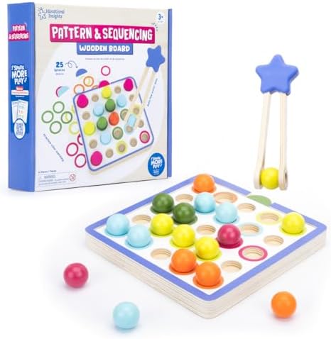 Educational Insights Pattern & Sequencing Wooden Board - Color Matching Toy for Kids, Fine Motor Kits, Sequence Board Games for Toddlers, Preschool Manipulatives, Ages 3+ by EducationalInsights