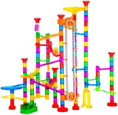 247Pcs Marble Run with Motorized Elevator, Construction Building Blocks Toys with 30 Glass Marbles and 30 Glow in The Dark Marbles, STEM Gifts for Boys and Girls - Image 4