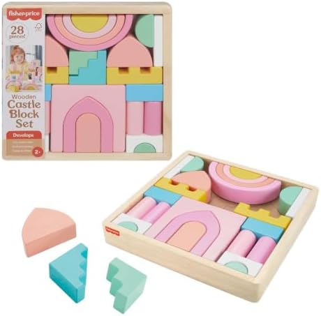 Fisher-Price Wood Castle Block Set 28 Pieces, Ages 2+ by Unknown