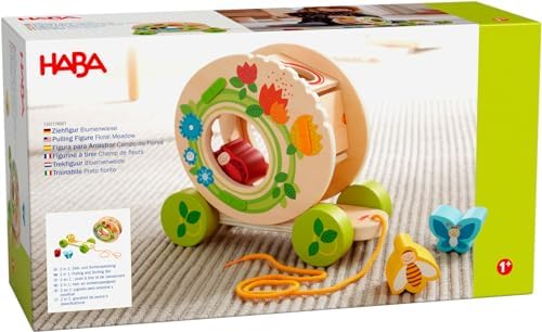 HABA Flower Meadow Pull Wooden Toy Pull Along Toy for Children from 1 Year by HABA