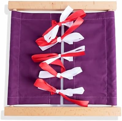 Premium Montessori Ribbon Tying Dressing Frame – Solid Beechwood Practical Life Material, Learn to Tie Bows & Knots, Fine Motor Skills & Self-Care Activity for Toddlers, Homeschool Classroom Kids 3-6 - Image 3