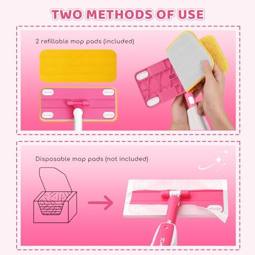 30in Kids Spray Mop, Toddler Cleaning Toy Mop, Magenta - Image 6