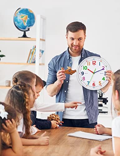 Kids Wall Clock: Telling Time Teaching Wall Clocks Silent Non-Ticking Clocks Battery Operated, Rustic Farmhouse Modern Clock Decorative for Kitchen Living Room Bedroom (10 Inch) - Image 6