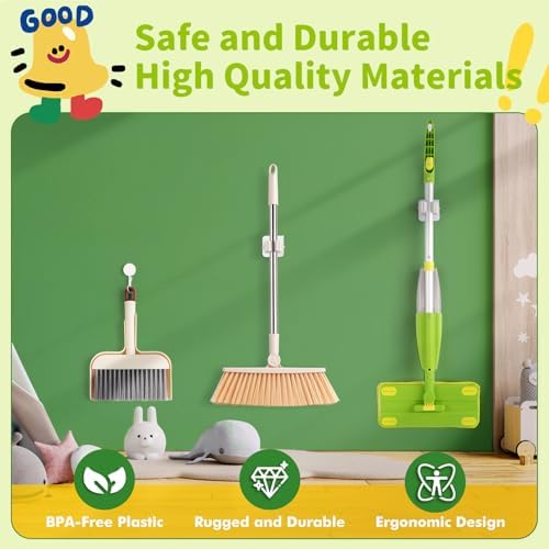 Kids Spray Mop,Toddler Mop Cleaning Set, Real Working Mini Mop & Kids Broom Dustpan Set, Housekeeping Pretend Play Toy, Montessori Kid Cleaning Toy Set Includes Organizer Clip -Green - Image 5