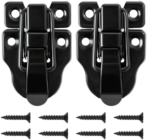2 Pcs Small Hasp Latches for Wooden Boxes, Toggle Box Buckle Latch Lock Replacement, Duckbilled Chest Latches for Cabinet Storage Road Case Guitar Case Door Latch Hardware by Unknown