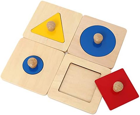 Thoth Montessori Single Shape Puzzle First Shapes Jumbo Wooden Puzzle Board Knob Wooden Puzzle Geometric Shape Puzzle Early Education Material Sensorial Toy for Toddler Shape & Color Sorter (4 pieces) - Image 5
