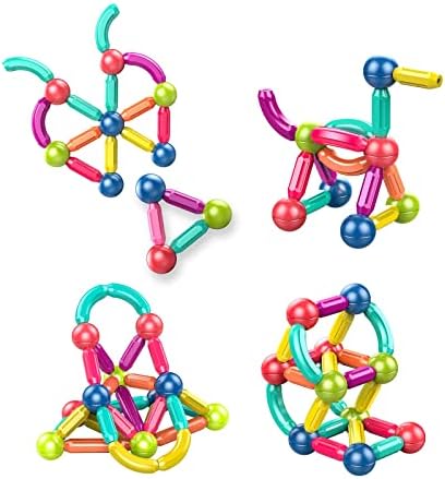 Ferthor Fun Magnetic Balls and Rods Set Building Blocks Magnets for Kids,Learning & Education Toys,Magnetic Sticks Blocks,Montessori Toys for Toddlers,Boys&Girls Gifts (64pcs) - Image 6