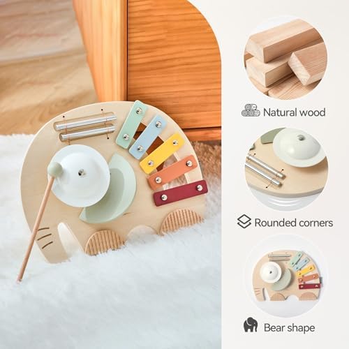 Wooden Elephant Musical Instruments for Toddlers, Baby Xylophone Percussion Instruments Toy for Kids, Montessori Educational Music Toys, Gifts for Girls Boys - Image 6