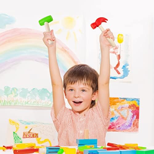 2pcs Toy Hammer Simulation Wooden Hammers Small Plastic Toddler Hammer Portable Kids Maintenance Tools Toys Pretend Fake Mallet Hammers for Boys Girls - Image 6