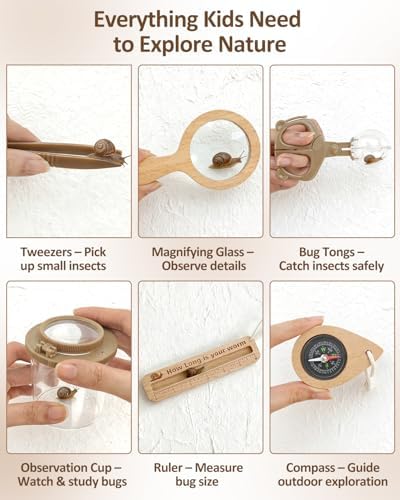 Wooden Bug Catcher Kit for Kids Ages 3-8, Outdoor Explorer Set - Image 6