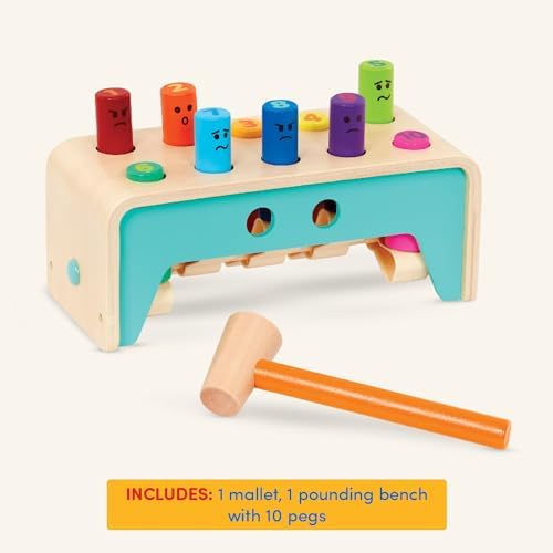 Battat Wooden Pounding Bench Toy with Mallet, Pound & Count Bench - Image 5