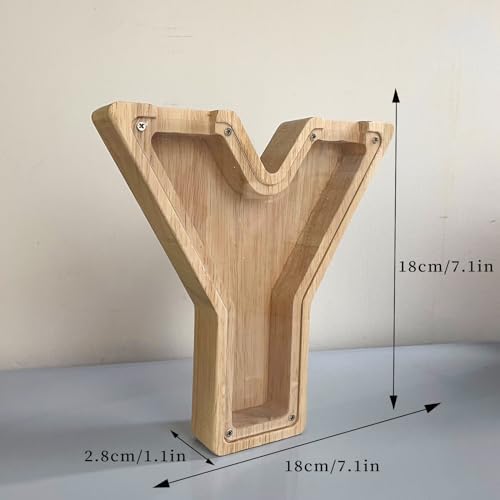 Wooden Letter Piggy Bank for Kids Boys Girls, A-Z Letters Wood Coin Bank Money Box, Piggy Bank for Toddler Family Christmas Birthday Gift(Y) - Image 7