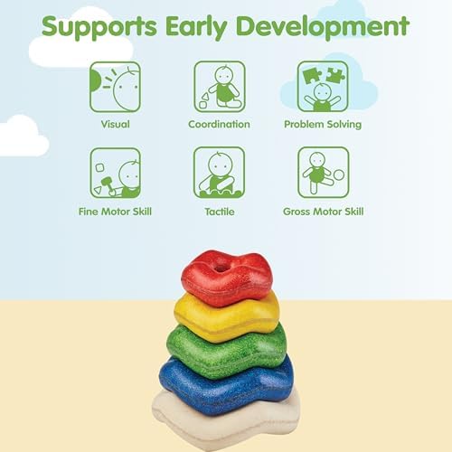 PlanToys® Wooden Wave Stacker Montessori Stacking Toy for Kids Toddlers - Image 4