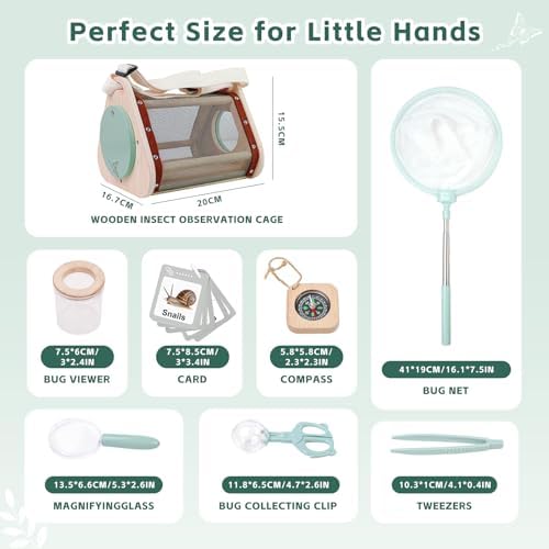Bug Catcher for Kids Explorer Kit with Insect Observation Cage,Butterfly Net,Magnifying Glass,Compass,Kids Adventure Kit for Backyard & Camping,Outdoor Educational Toy Gift for Girls Boys - Image 4
