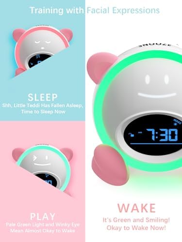 OK to Wake Clock for Kids, Sleep Training Clock with Night Light and Sound Machine, Kids Alarm Clock for Bedrooms (Pink) - Image 3