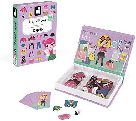 Janod - MagnetiBook 55 pc Magnetic Girl's Costumes Game - Creative Play - Enhances Creativity and Cognitive Skills - Portable Design, STEM Learning, Boosts Confidence by Janod