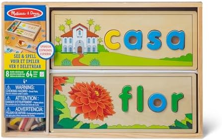 Melissa & Doug Spanish See & Spell Educational Language Learning Toy - FSC-Certified Materials - Image 3