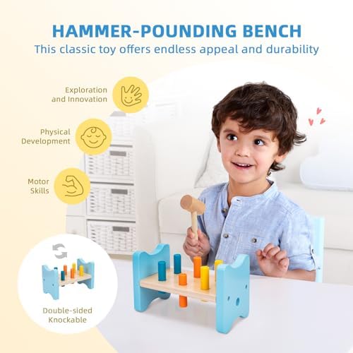 OOOK Montessori Toys for 1 Year Old, 7 in 1 Learning Educational Kit with Sensory Bin,Nesting Box, 3 in 1 Educational Box,Pounding Bench and Baby Stacking Cups - Image 6