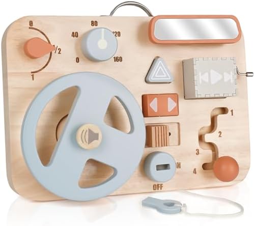 Vanplay Montessori Busy Board for Toddlers - Wooden Montessori Toys, Aesthetic Sensory Activity for Fine Motor Skills, Travel Busy Board Educational Sensory Toys for Boys and Girls by Vanplay