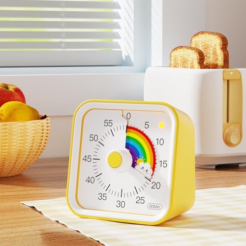 Visual Timer for Kids, Rainbow Timer with Pause Function, Yellow - Image 4