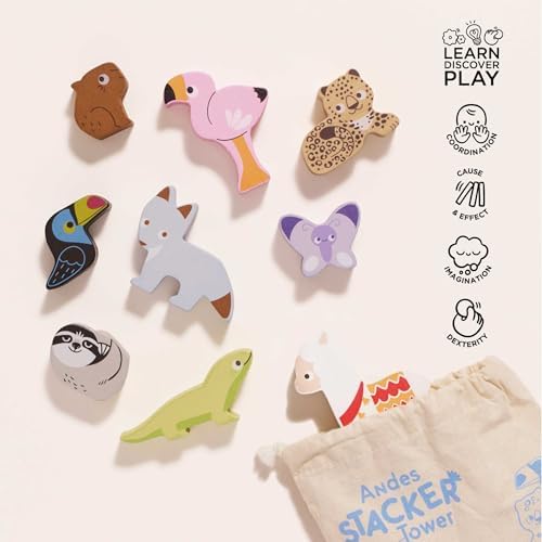 Le Toy Van Wooden South American Andes Stacking Animals & Bag - Image 3