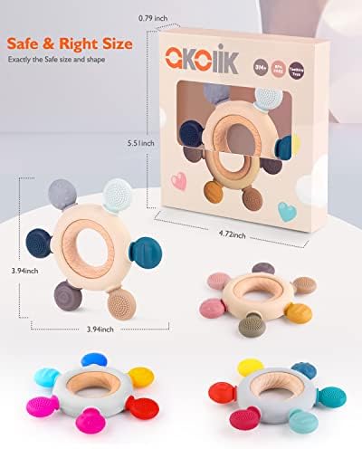 akolik Baby Teething Toys,Teething Relief Teethers Toy for Babies 0-3-6-9-12 Months Old Boys Girls BPA Free Baby Chew Toys Infant Toys Newborn Accessories - Image 6