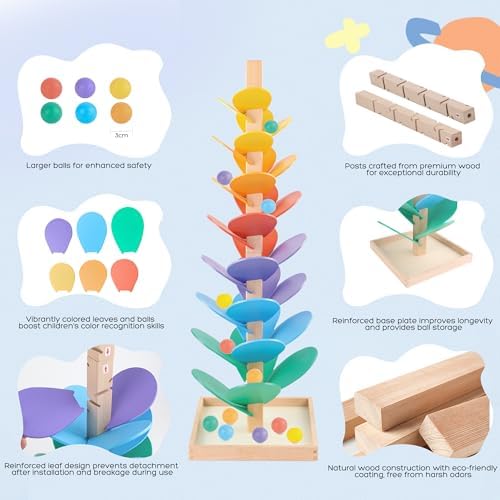 Marble Run Wooden Music Tree Montessori Toys Marble Runs for Kids 4-8 - Image 4