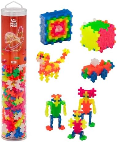PLUS PLUS 240 Piece Neon Mix - Mini Waffle Blocks, Classroom Must Haves by Plus-Plus