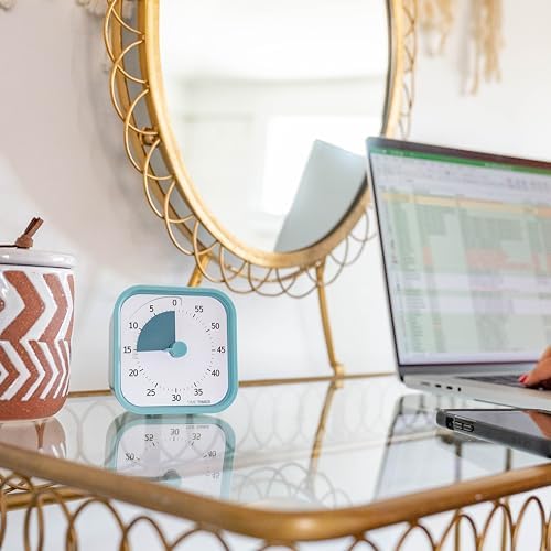 TIME TIMER Home MOD – 60-Minute Visual Timer Home Edition, Silent Operation Study Tool for Kids Desk, Homeschool Supplies, Office & Meetings (Lake Day Blue) - Image 3