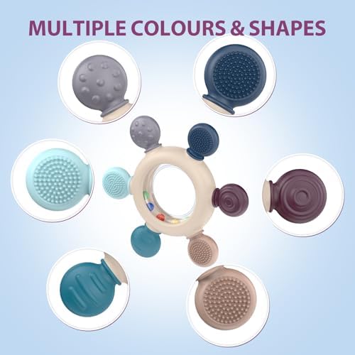 akolik Baby Teething Toys,Teething Relief Teethers Toy for Babies 0-3-6-9-12 Months Old Boys Girls BPA Free Baby Chew Toys Infant Toys Newborn Accessories(Ringer Grey) - Image 4
