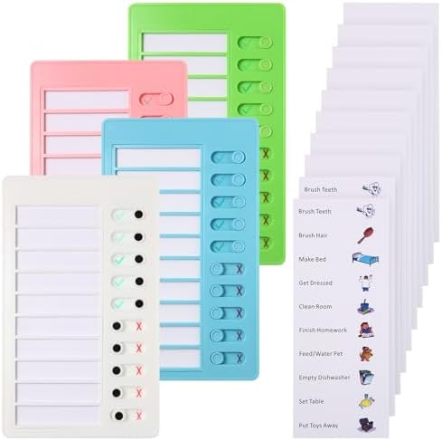 Aleric 4 Pieces Chores Chart for Kids Chore Chart, Sliding Routine Chart to Do List, My Chores RV Checklist Task Planning Board for Kids and Adults, ADHD Tools Routine Visual Schedule Reminder by Aleric