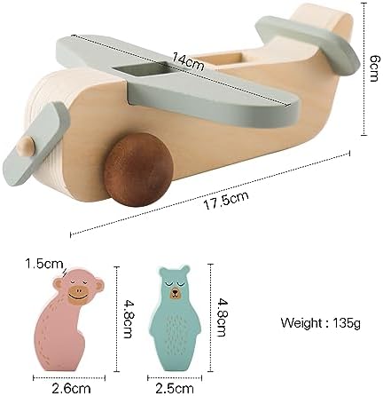 ibwaae Wooden Airplane Toys, Air Transport Vehicles Play Set, Wooden Pull Games, Learning Gift Montessori Toy for Baby Toddler Boys Girls - Image 2