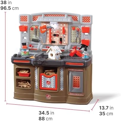 Step2 Big Builders Pro Workshop for Kids, Indoor/Outdoor Tool Bench for Children, Interactive Play with Sounds, Includes 45 Piece Toy Accessory Kit, Made of Durable Plastic, For Toddlers 3+ Years Old - Image 5