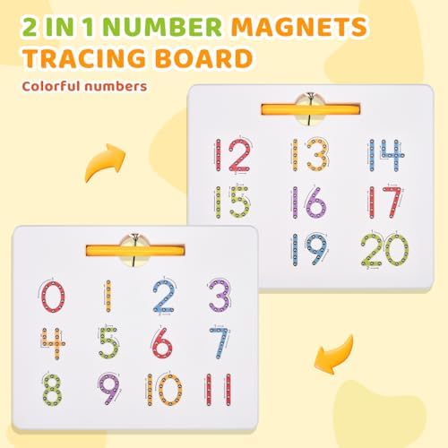 GAMENOTE Magnetic Number Tracing Board Double Sided, Numbers 1-20 Writing - Image 3
