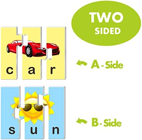 72 Word Spelling Puzzles with Error-Correction Mechanism in 3 and 4 Pieces, Perfect for Preschool Learning (36 Blocks Double Sided) - Image 2