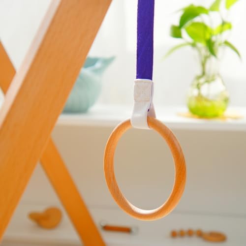 Baby Pull Ring, Wooden Activity Ring with Strap, Early Development Toy - Image 2
