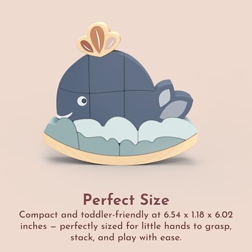 Speedy Monkey Rocking Stacker – Whale Balance Game, 13 Wooden Pieces, Fun Skill Challenge for Family, Develops Hand-Eye Coordination, Fine Motor Skills, Non-Toxic Paint, For Kids 2-6 Years - Image 3