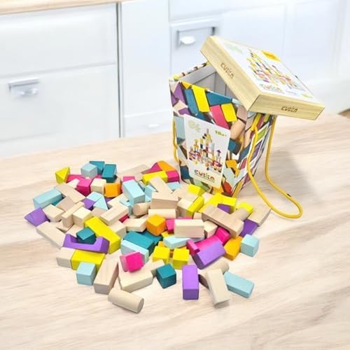 CUBIKA 100 Piece Wooden Blocks Construction Kit– Montessori-Inspired Stacking Toy for Toddlers and Kids– Durable Wooden Blocks for Creativity, Fine Motor Skills, and Early Learning - Image 2