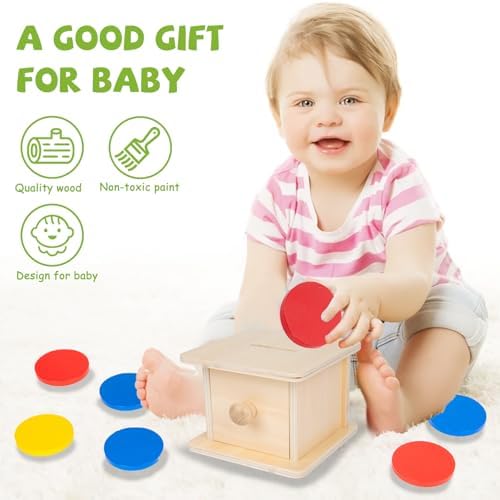 Adena Montessori Wooden Coin Box with Drawer Object Permanence 6-12 Months - Image 6