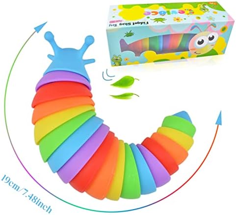 Cevioce Fidget Slug Toy,3Pcs Sensory Slug Fidget Toy for Kids & Adults, Cute 3D Articulated Stim Toy - Easter Gifts for Kids Boys Girls ADHD Autism Easter Basket Stuffers for Kids Toddlers - Image 3