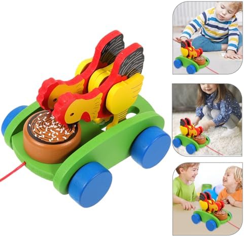 Chicken Pull Along Wooden Toy Cart for Boys and Girls, Early Education - Image 7